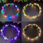 LED Rose Flower Wreath Headband – Light-Up Floral Garland Crown LED Floral Headband Richie's