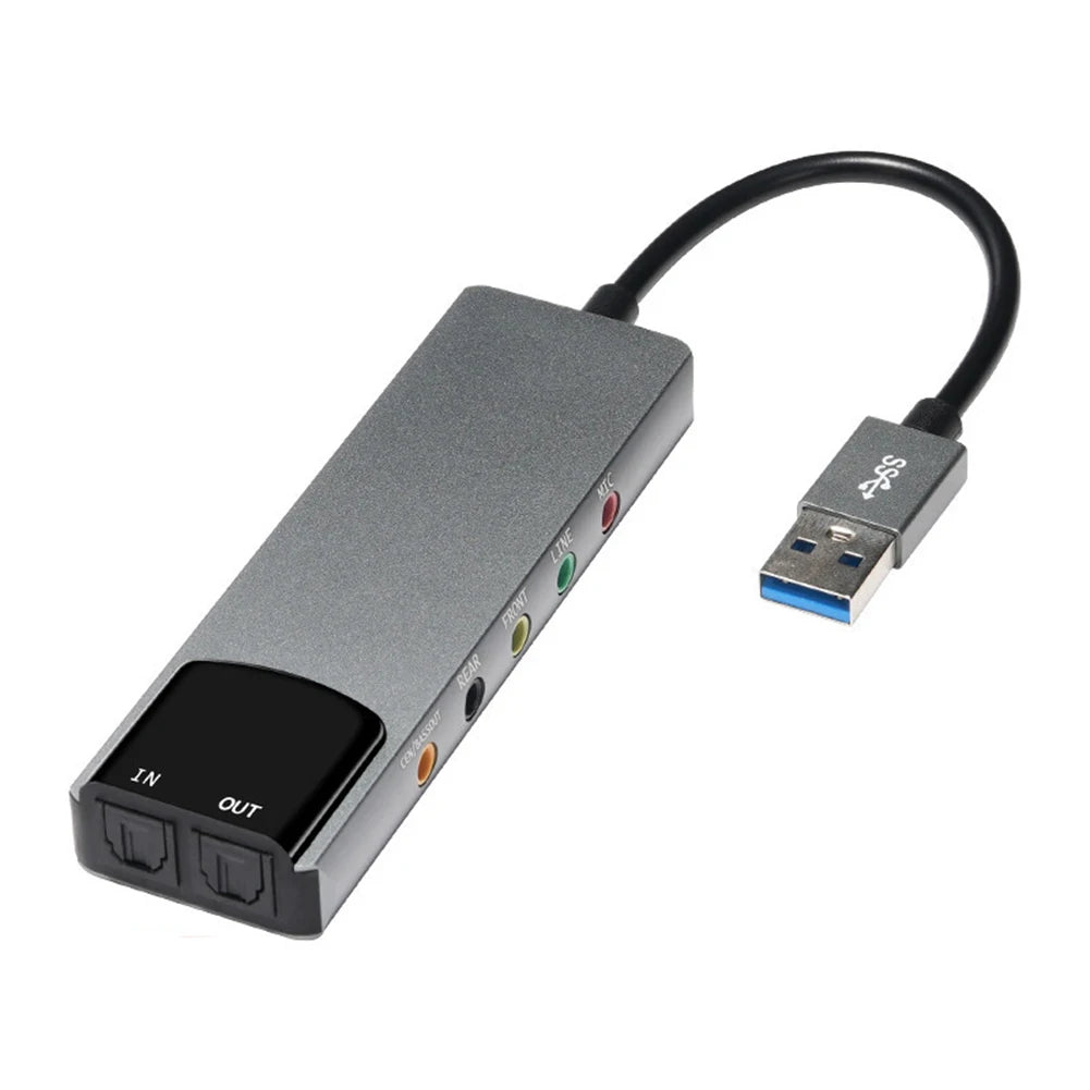 USB External Sound Card 7.1/5.1 CH AC-3 DTS Optical – PC USB Sound Card Richie's Grey