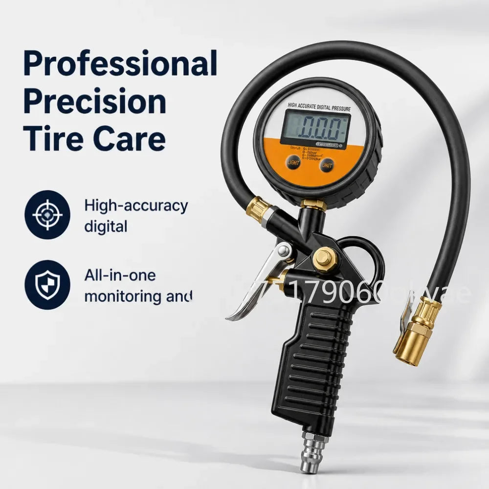 Digital Tire Pressure Gauge & Inflator Gun 0–255 PSI Backlit LCD Tire Inflator Gauge Richie's