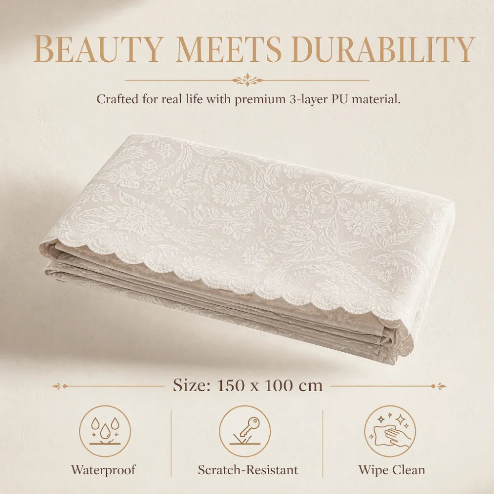 European Floral Embossed Tablecloth – Waterproof & Easy Clean Rectangular Tablecloth Richie's