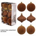 6-Pack 8CM Velvet Flocked Christmas Ball Ornaments | DIY Decor Christmas Ball Ornaments Richie's Brown 1.5cm