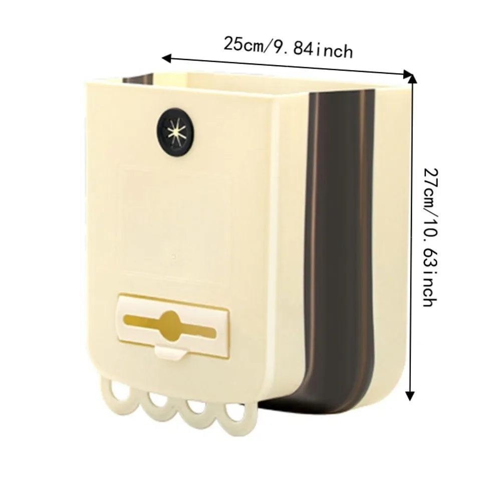 Foldable Hanging Trash Can – Collapsible Wall Mount Waste Bin Hanging Trash Can Richie's Beige-L