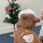 Cartoon Bear Plush Dog Hoodie with Hat – Warm Winter Pet Coat Pet Winter Hoodie Richie's Brown S