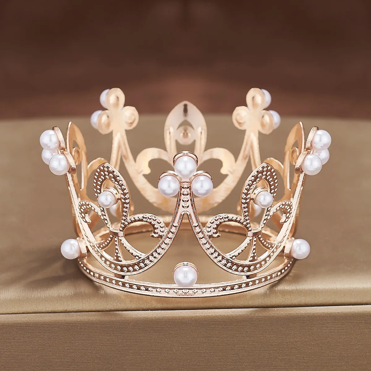 Mini Pearl Crown Cake Topper – Gold, Silver & Rose Gold Metal Cake Topper Richie's Pink