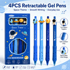 4-Pack Space Astronaut Topper Retractable Gel Pens 0.5mm Black Ink Retractable Gel Pens Richie's