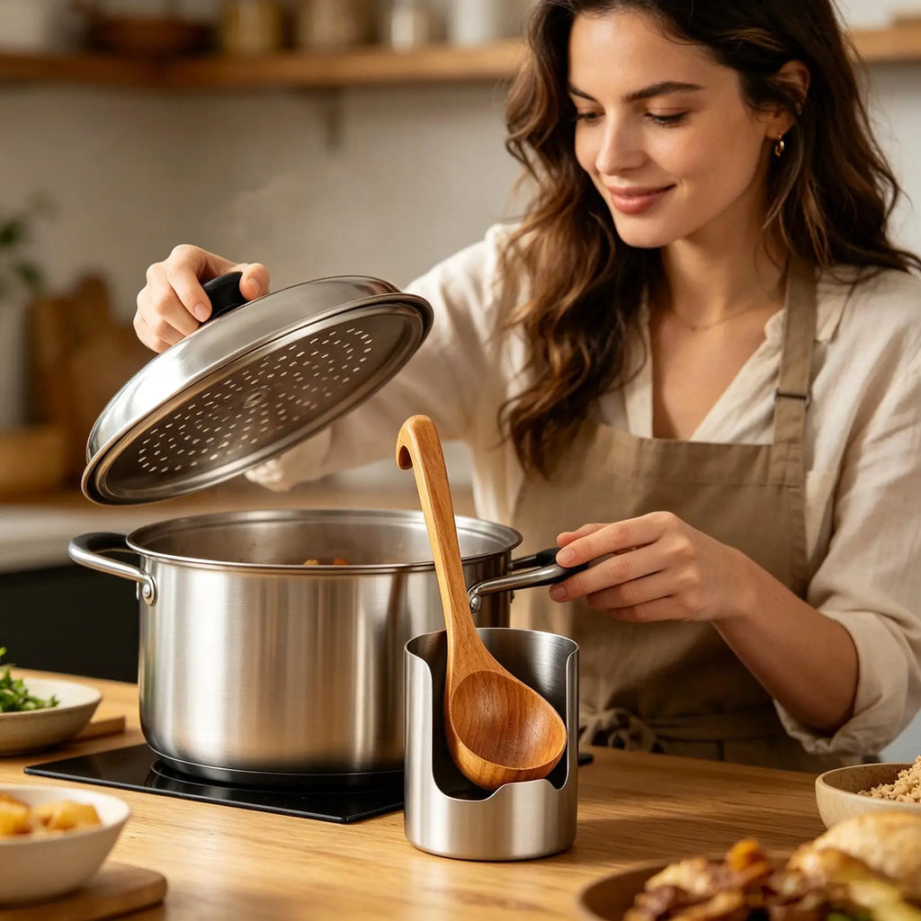 Stainless Steel Pot Lid & Spoon Rest Holder | Kitchen Organizer Utensil & Lid Holder Richie's