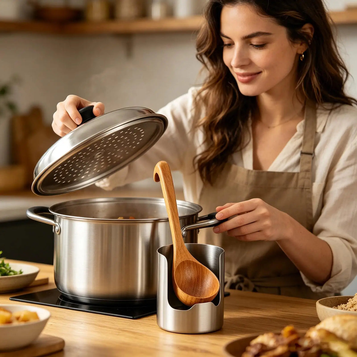 Stainless Steel Pot Lid & Spoon Rest Holder | Kitchen Organizer Utensil & Lid Holder Richie's