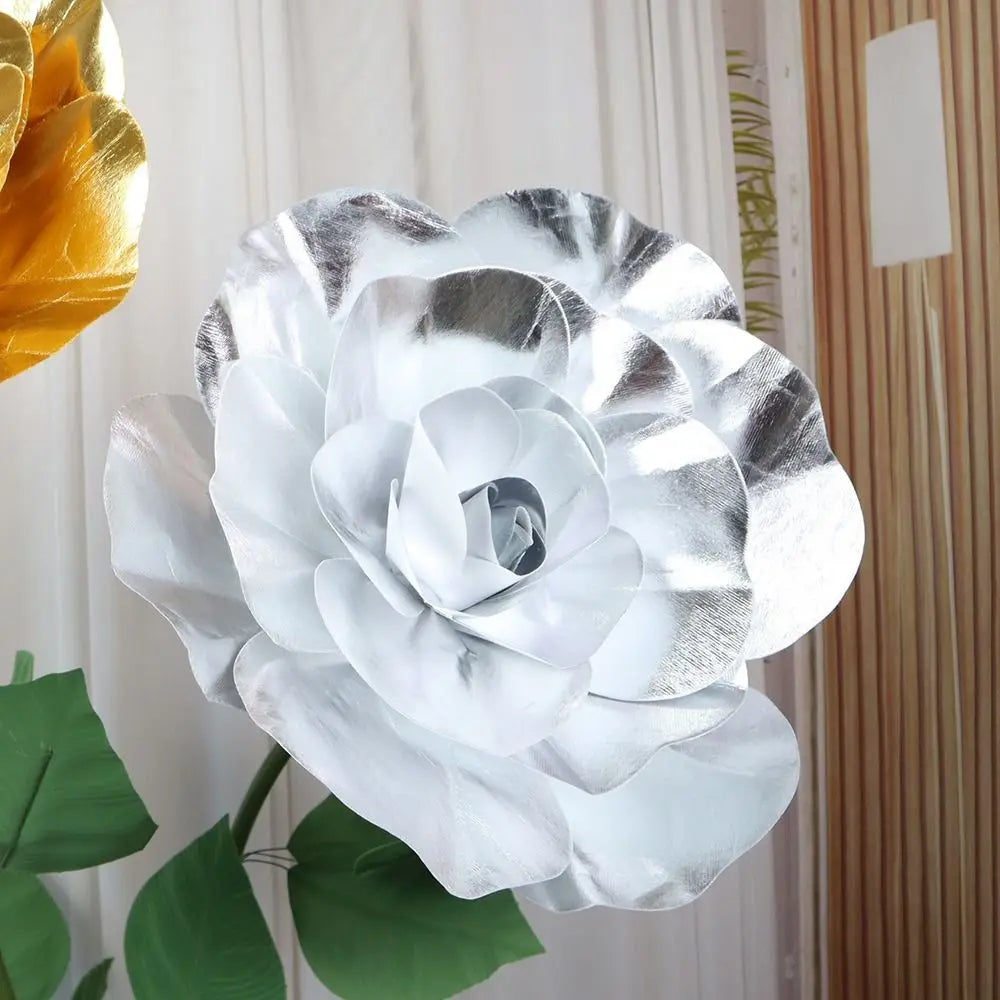 Giant Foam Rose Flower Head 30/40/50cm – Wedding & Party Decor Artificial Flower Decor Richie's silver-50cm