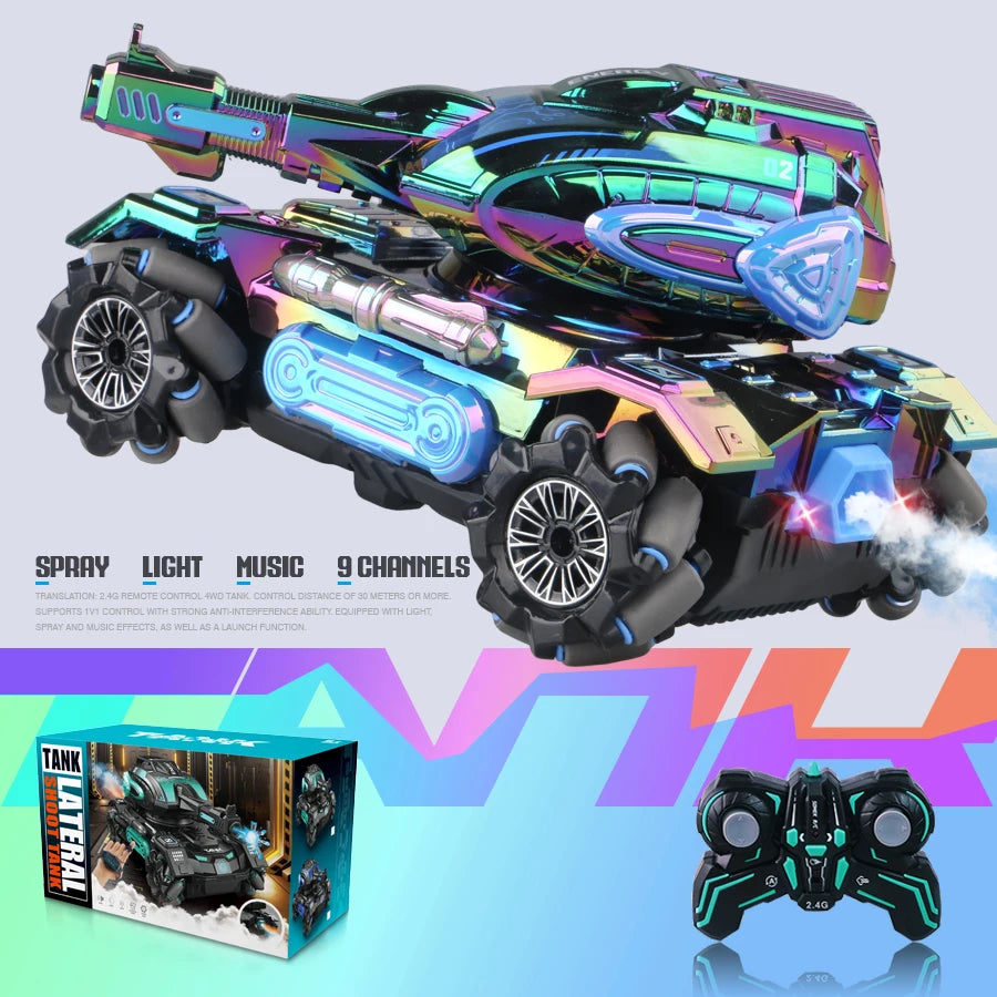 2.4G 4WD RC Sci-Fi Stunt Tank – LED, Spray & Sound Toy RC Stunt Tank Richie's MK742A-LAN