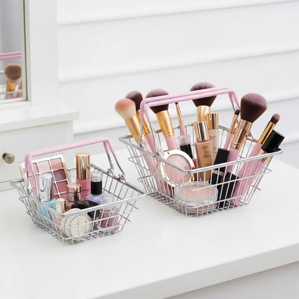 Mini Metal Wire Shopping Basket – Mesh Desk Organizer 2 Sizes Wire Storage Basket Richie's