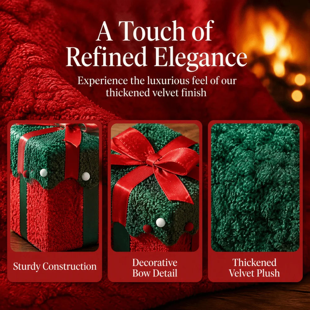 Velvet Christmas Gift Box with Bow | Square 12cm Empty Box Gift Box Richie's