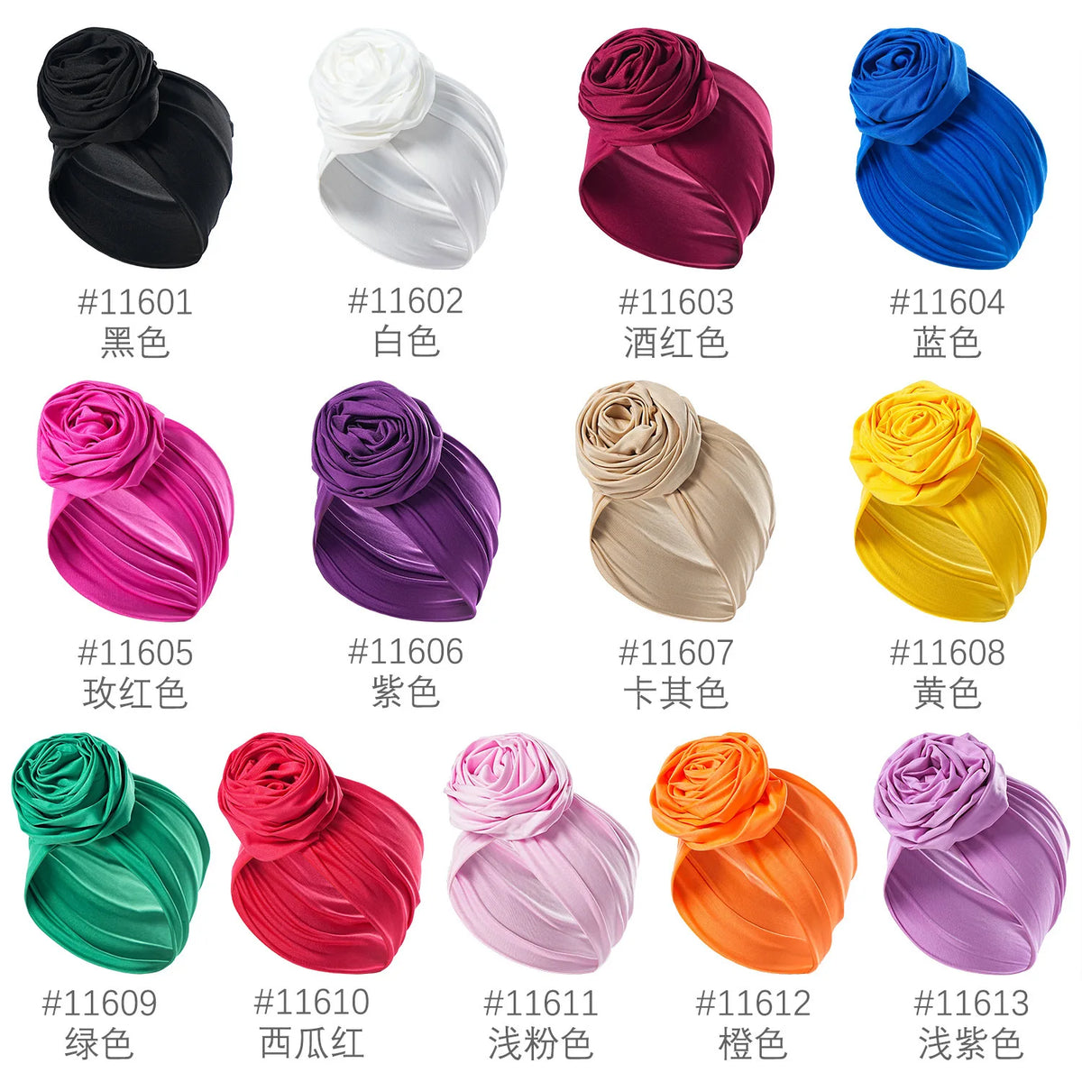 Women's Turban Head Wrap Hijab Cap with 3D Rose Flower Turban Head Wrap Richie's