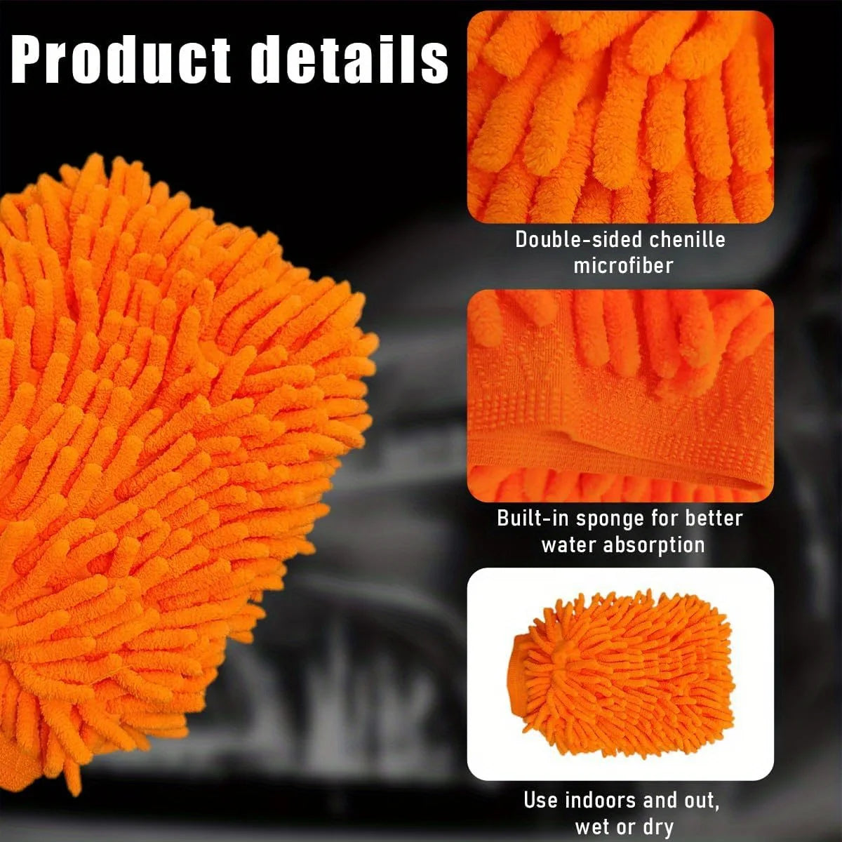 Premium Chenille Car Wash Mitt – Scratch-Free Microfiber Glove Car Wash Mitt Richie's