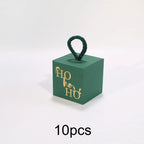 10pcs Christmas Cube Gift Boxes with Rope Handle | Favor Boxes Holiday Gift Boxes Richie's Green rope 10pcs One size fits all
