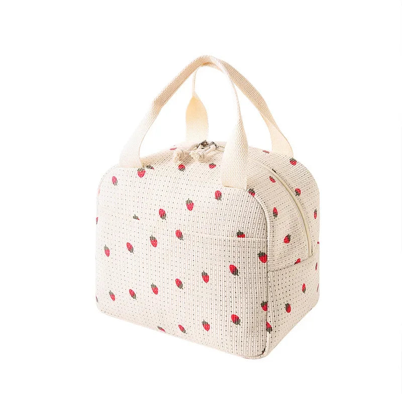 Floral Insulated Lunch Bag – Waterproof Thermal Cooler Tote Insulated Lunch Bag Richie's Strawberry printing