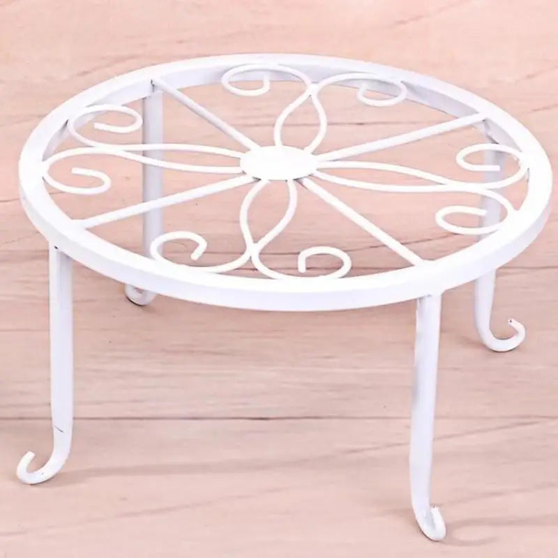 Rustproof Iron Round Plant Stand | Indoor & Balcony Pot Rack Plant Stand Richie's White