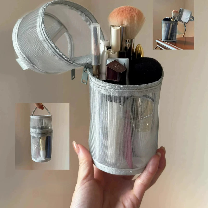 Mesh Round Makeup Brush Organizer Bag – Large Travel Pouch Cosmetic Organizer Bag Richie's