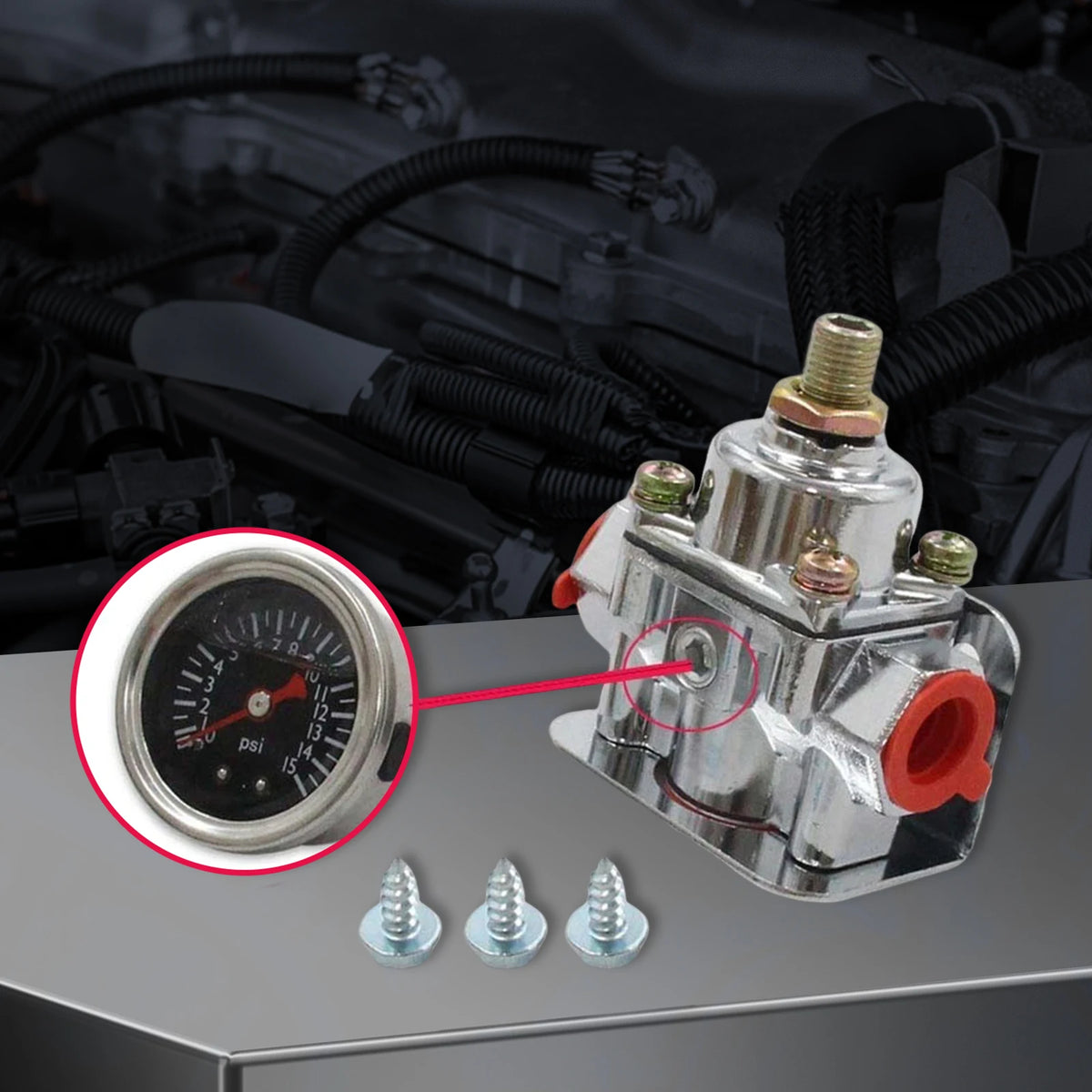 Adjustable Carburetor Fuel Pressure Regulator Kit 1-4 PSI 12-804 Fuel Pressure Regulator Richie's