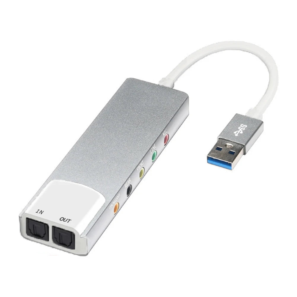USB External Sound Card 7.1/5.1 CH AC-3 DTS Optical – PC USB Sound Card Richie's Silver
