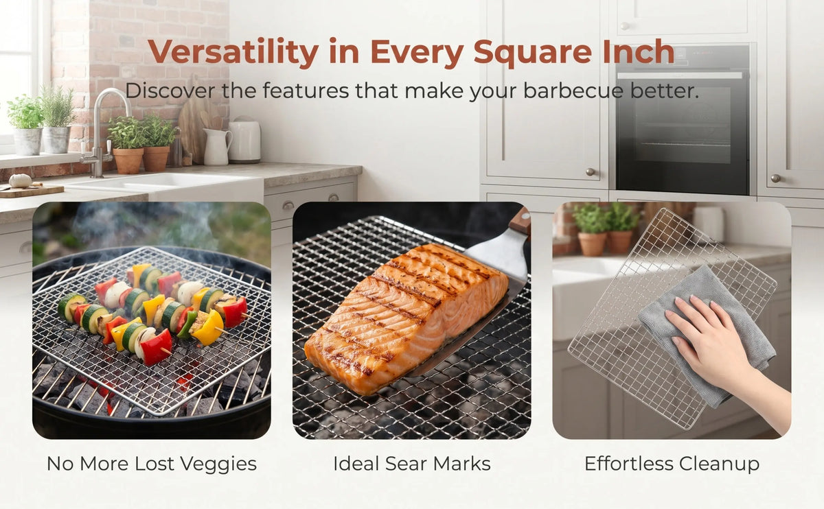 Stainless Steel BBQ Grill Basket Rack 26x32cm – Multi-Purpose BBQ Grill Rack Richie's