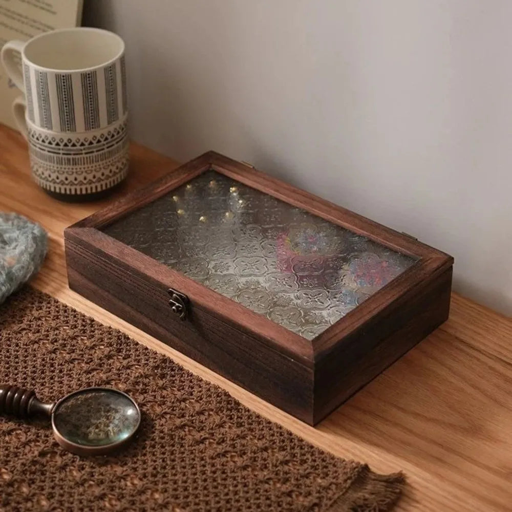 Retro Wooden Flip Cover Desktop Jewelry & Storage Box Wooden Storage Box Richie's