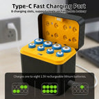8-Slot USB-C Smart Fast Charger Case for AA AAA Li-ion Batteries Battery Charger Case Richie's