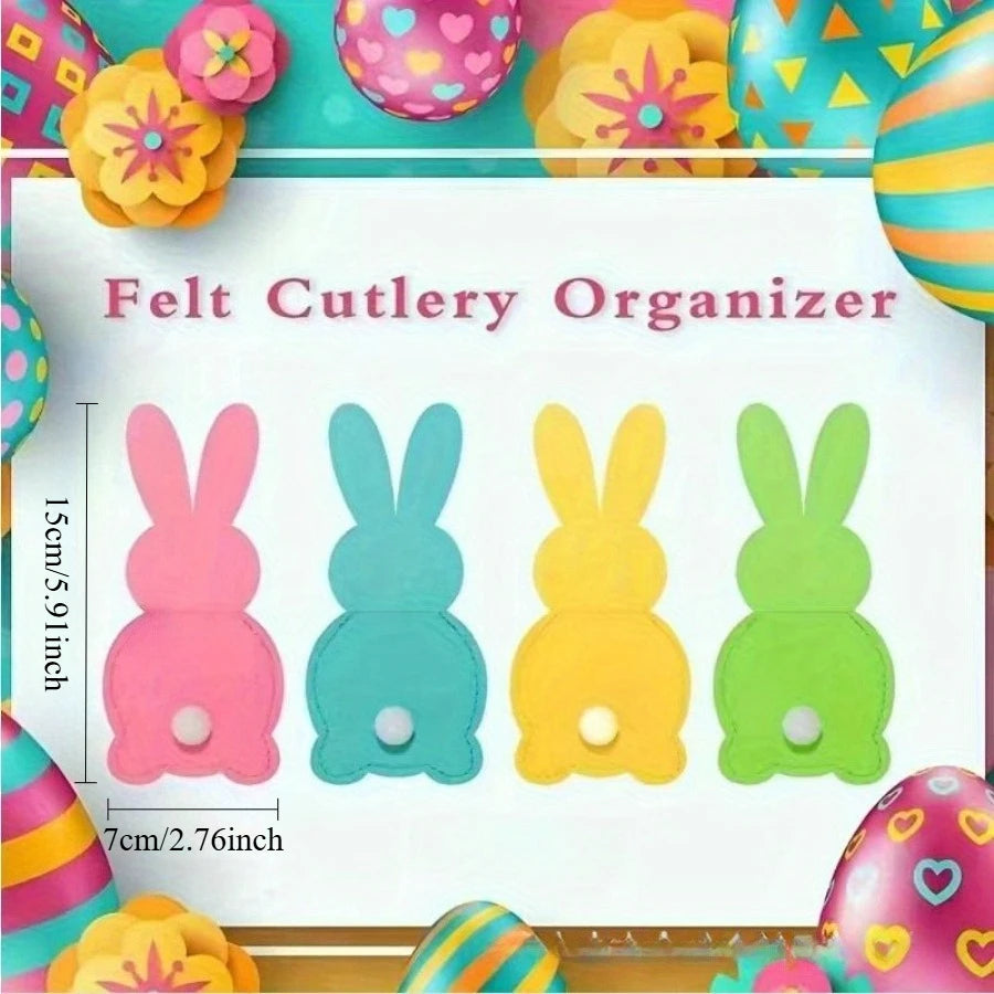 6pcs Easter Rabbit Felt Cutlery Bags – Egg Table Decoration Easter Table Decor Richie's