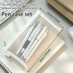 Minimalist Clear Mesh Pencil Bag Set – 5 Pens & Nylon Pouch Pencil Bag Set Richie's