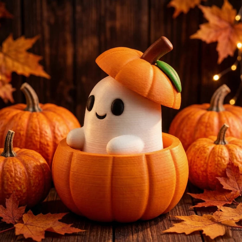 3D-Printed Halloween Pumpkin Ghost Figurine Desktop Decor Set Halloween Figurine Set Richie's