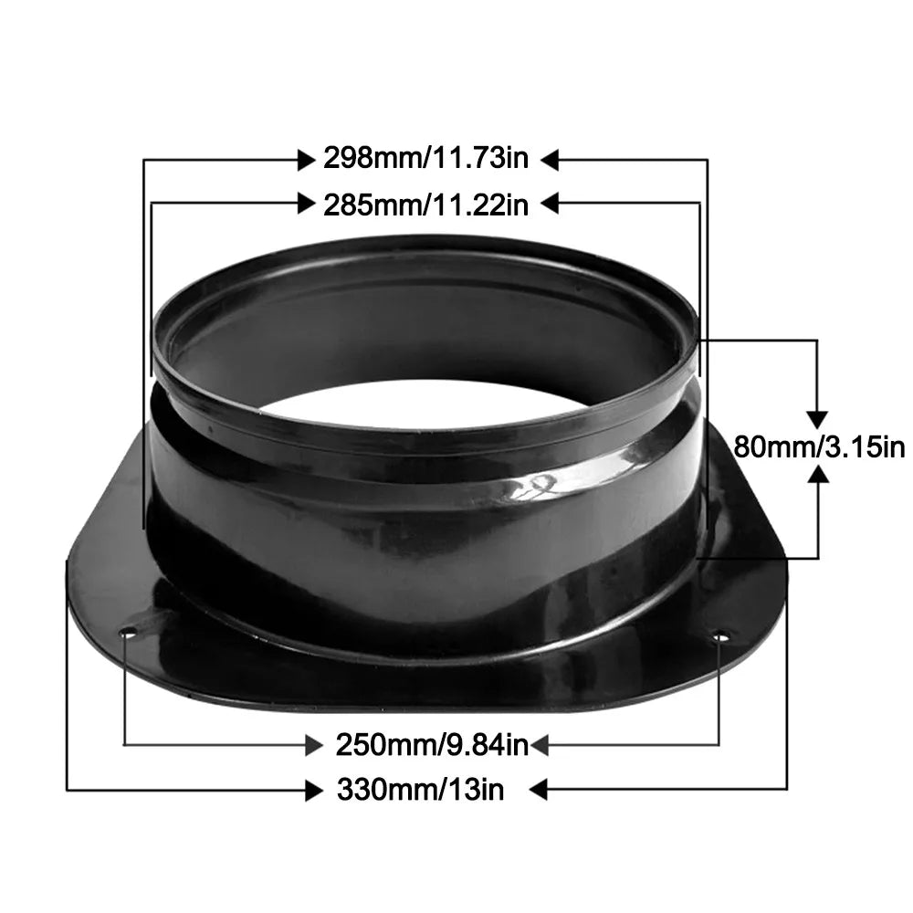 Plastic Vent Pipe Adapter Flange Connector | Wall-Mount Ducting Vent Pipe Adapter Richie's Black-300mm