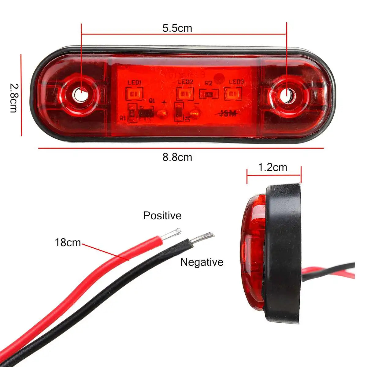 12V 24V Oval LED Side Marker Clearance Lights – Truck Trailer LED Marker Light Richie's