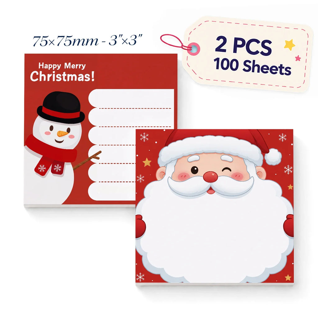 2-Pack Christmas Sticky Notes Santa Snowman Memo Pads Christmas Sticky Notes Richie's