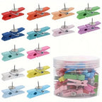 50pcs Pastel Push Pins with Wooden Clips – Colorful Thumb Tacks Decorative Push Pins Richie's colorful 50pcs