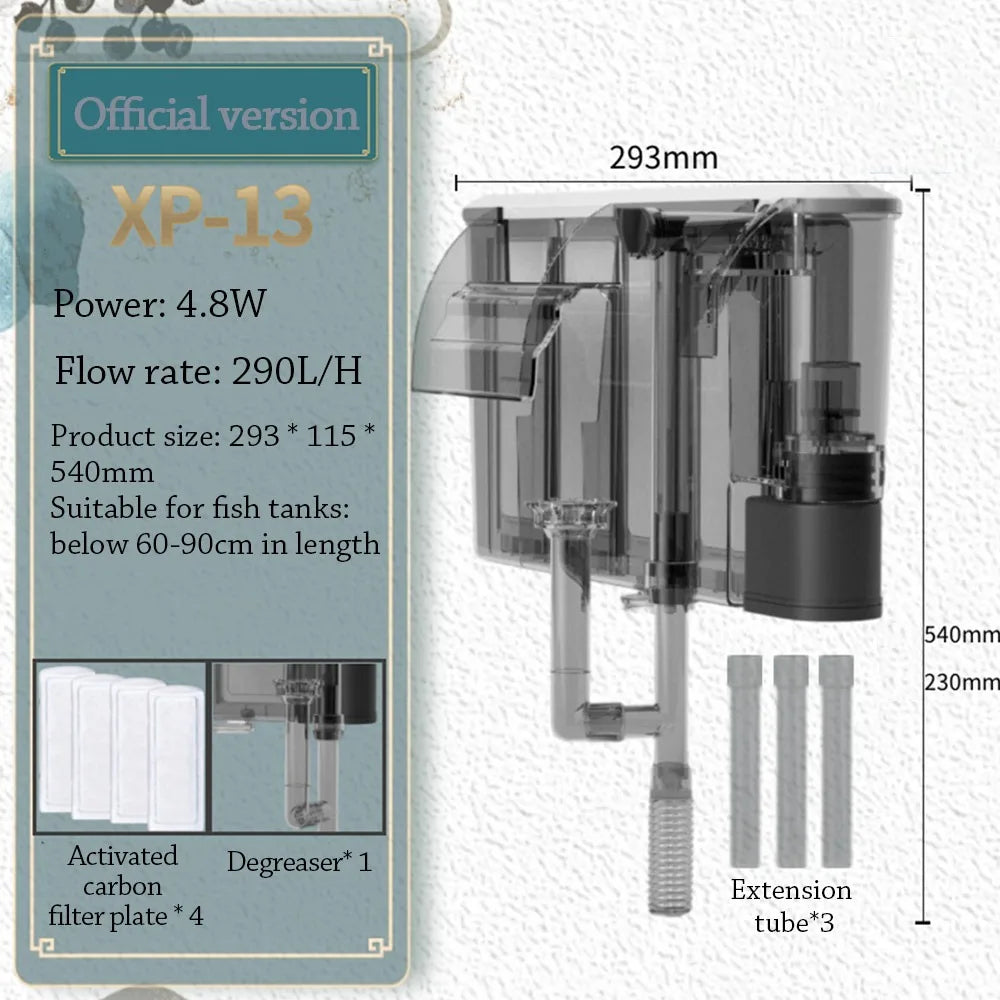 3-in-1 Wall-Mounted Waterfall Aquarium Filter – Silent Aquarium Filter Richie's XP-13