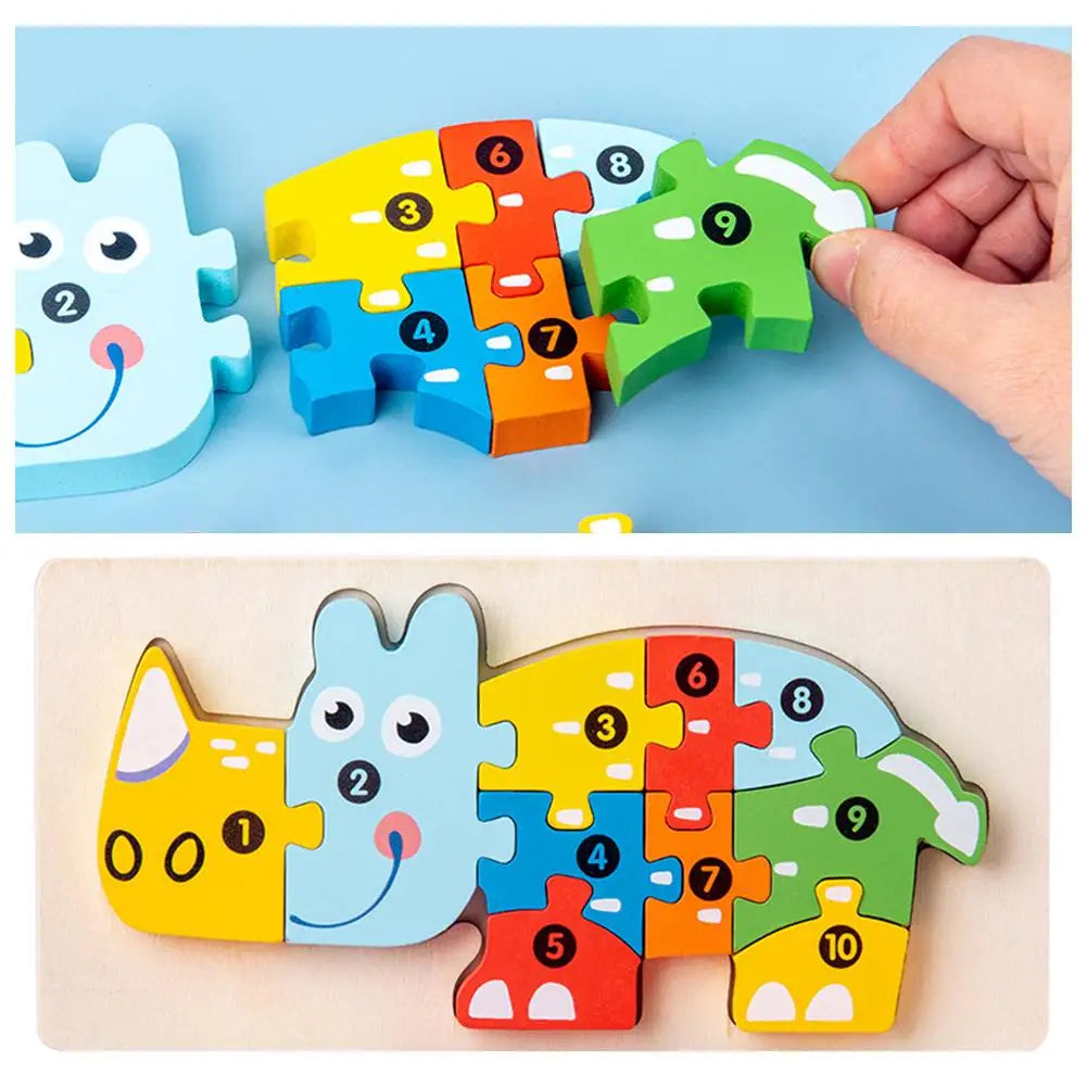 Wooden 3D Jigsaw Puzzle for Toddlers – Animals & Vehicles Wooden Kids Puzzle Richie's