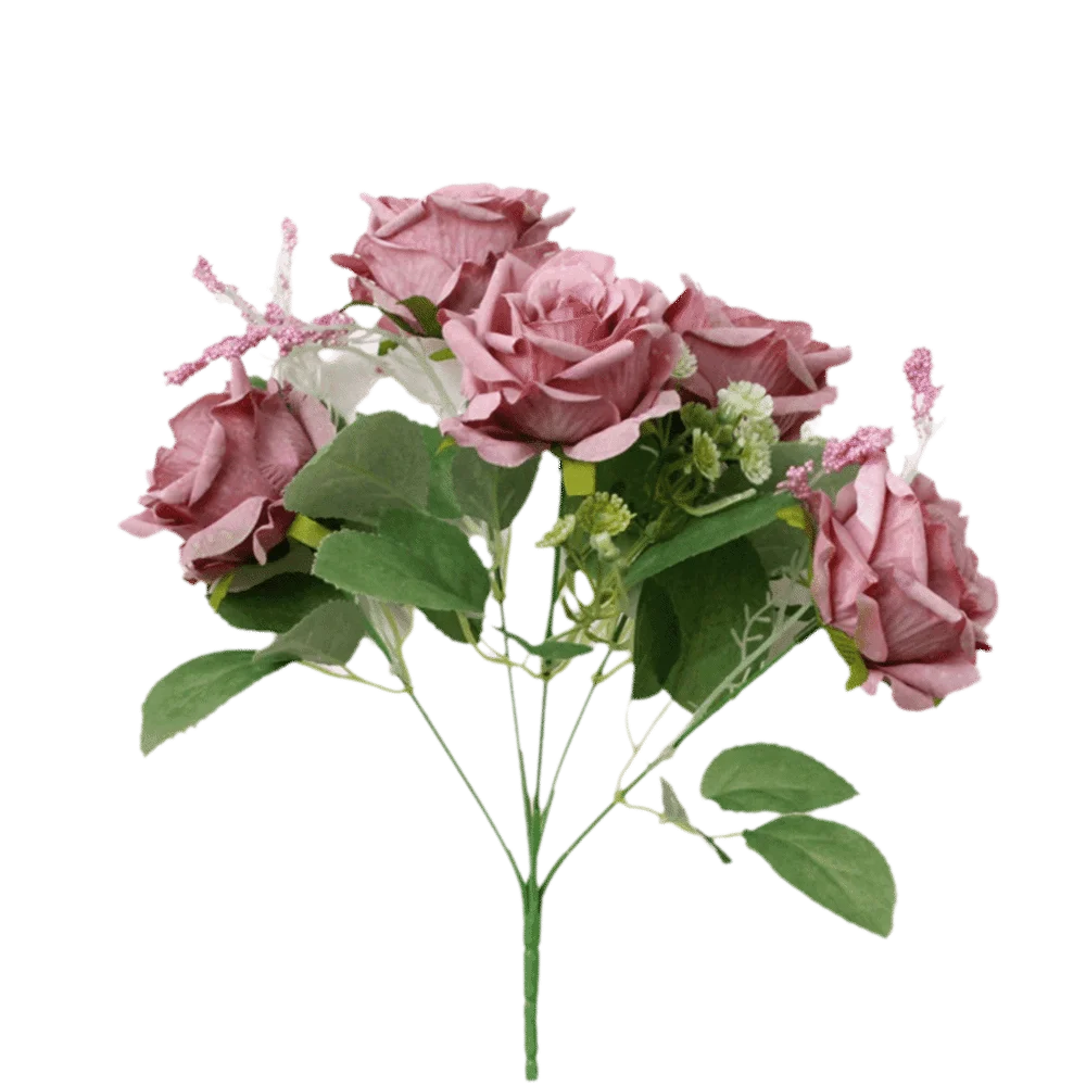 5-Head Silk Artificial Hydrangea Flowers – Lifelike Faux Bouquet Artificial Silk Flowers Richie's Purple