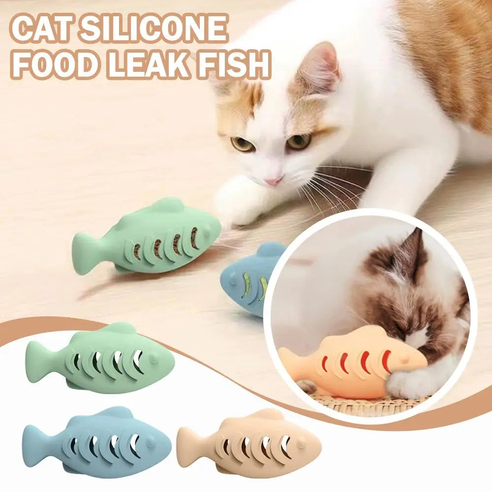 Interactive Cat Treat Dispenser Toy – Fish-Shaped Silicone Feeder Cat Treat Dispenser Richie's