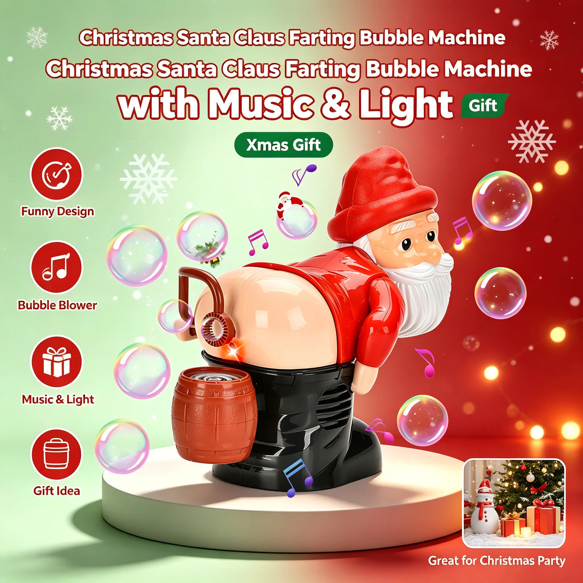 Christmas Santa Claus Bubble Blower with Music & Light Bubble Blower Toy Richie's