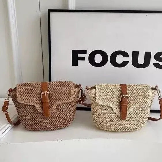 Women's Woven Straw Tote Bag – Bohemian Beach Crossbody Woven Straw Tote Bag Richie's