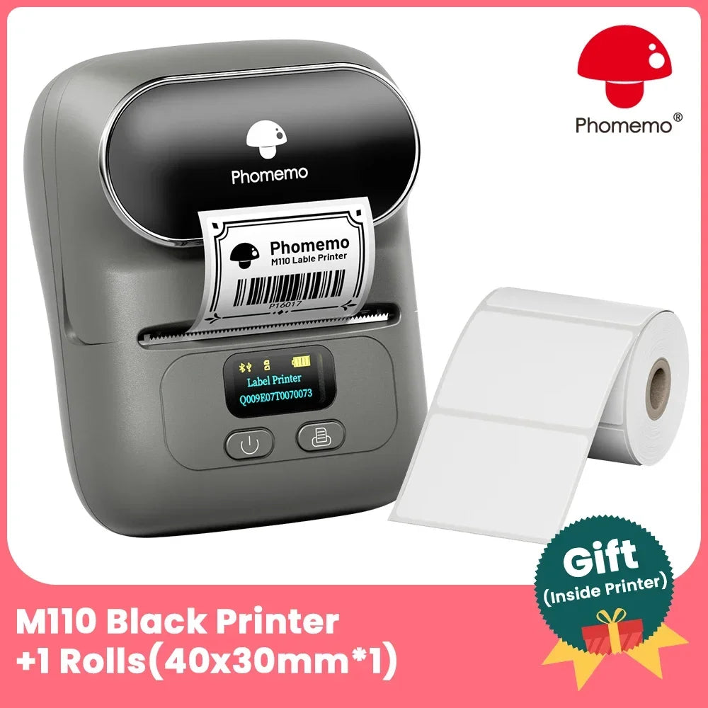 Phomemo M110 Bluetooth Thermal Label Maker | Portable Mini Printer Thermal Label Printer Richie's Grey