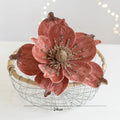 Artificial Glittery Poinsettia & Magnolia Stems | Xmas Décor Artificial Flower Stems Richie's Pink 1pc