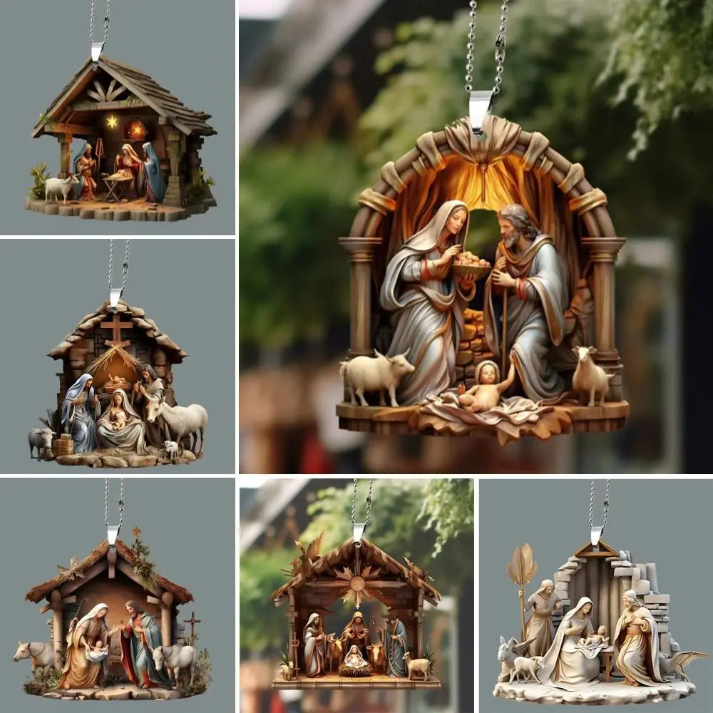 Acrylic Nativity Scene Christmas Pendant – Double Sided Ornament Christmas Ornament Richie's