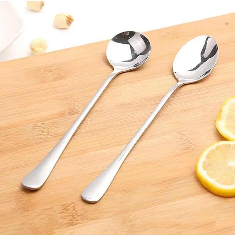Stainless Steel Long Handle Spoon – Coffee, Ice Cream & Fruit Kitchen Flatware Richie's