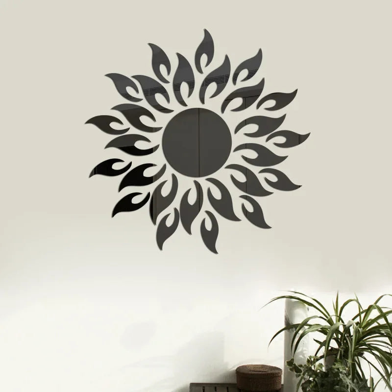 Sunflower Acrylic Mirror Wall Sticker – Reflective Decal Mirror Wall Sticker Richie's Black