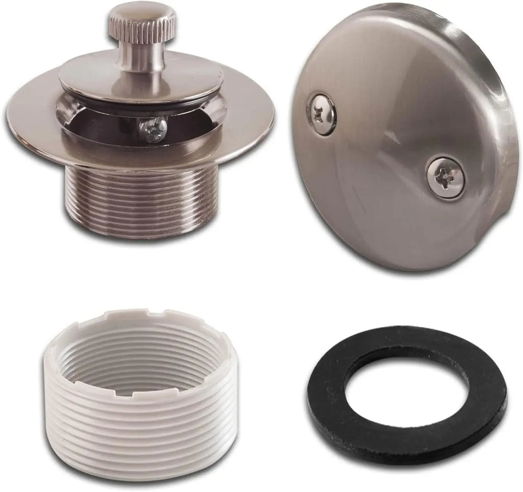 American Pull-Out Bathtub Drain Set with Overflow | Zinc Alloy Bathtub Drain Set Richie's TK3BN2 brushed