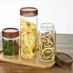 Airtight Glass Coffee Bean Storage Jar with Wood Lid Glass Storage Jar Richie's