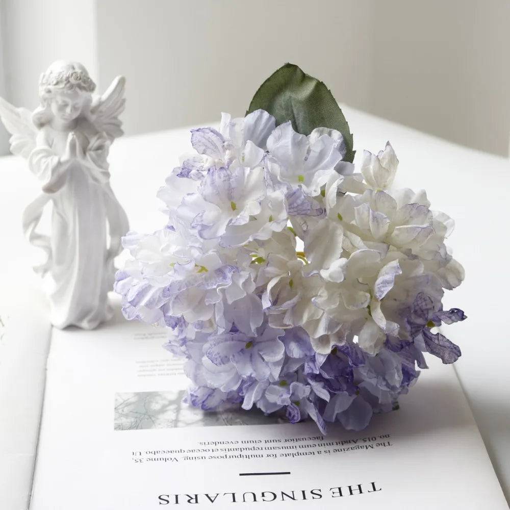 Silk Burnt Edge Hydrangea Artificial Flowers – 10 Colors Artificial Flower Bouquet Richie's Purple