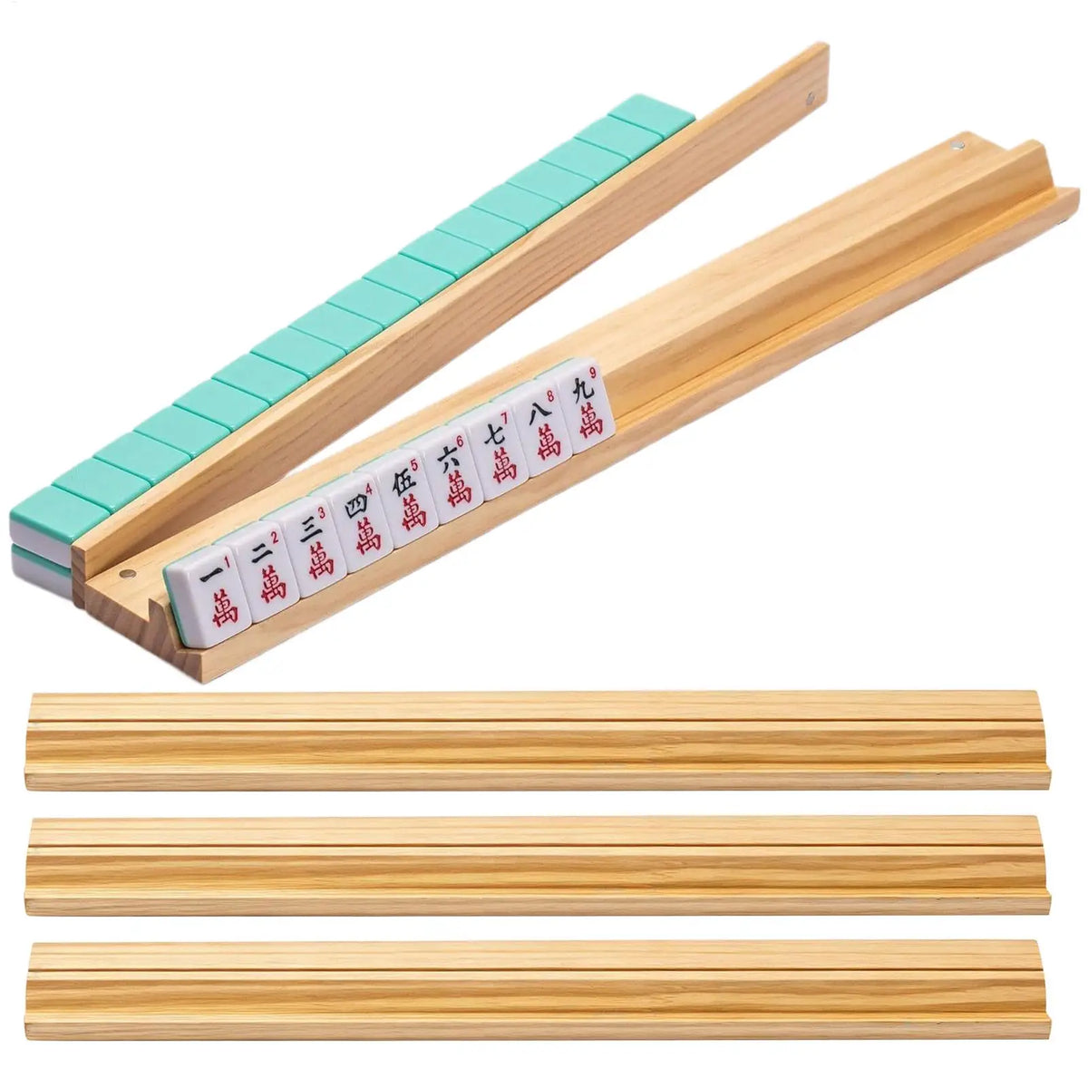 Wooden Mahjong Racks with Pushers Set of 4 – Non-Slip Mahjong Rack Set Richie's Default Title