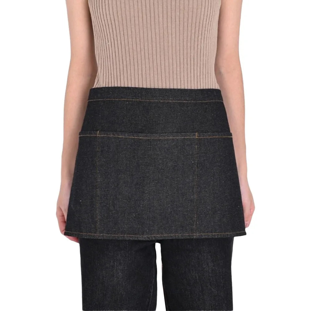 Unisex Denim Half Apron with Multiple Pockets | Workwear Denim Half Apron Richie's Black