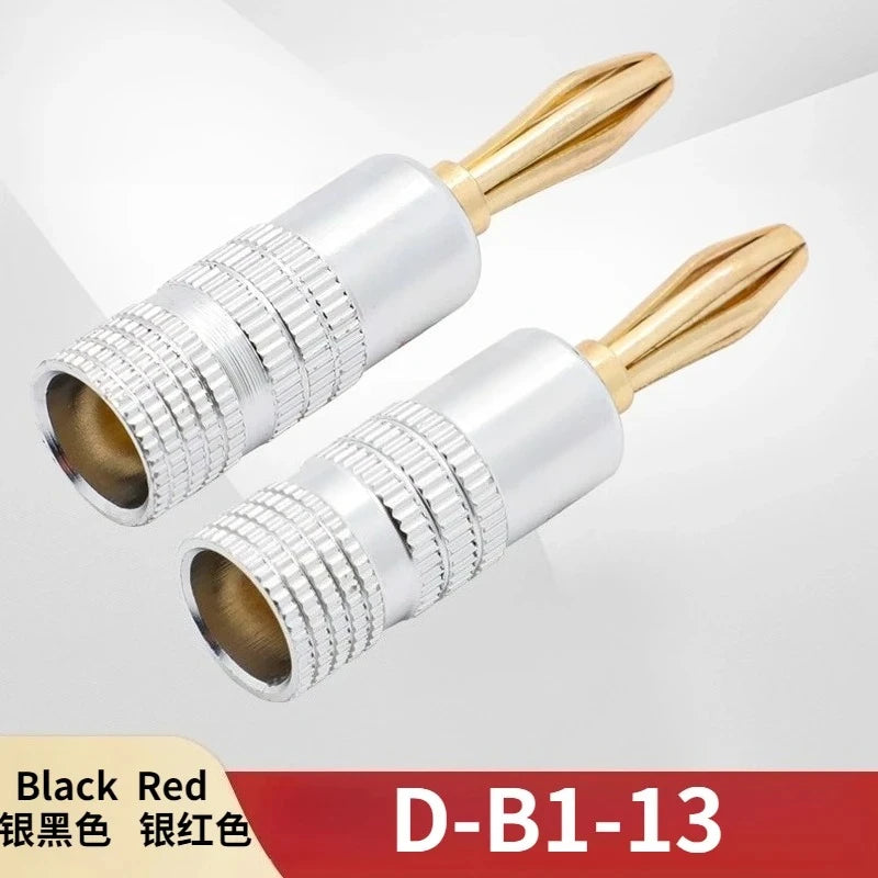 Gold-Plated Brass 4mm Banana Plugs Solderless Speaker Connectors Speaker Banana Plugs Richie's D-B1-13 1 pair